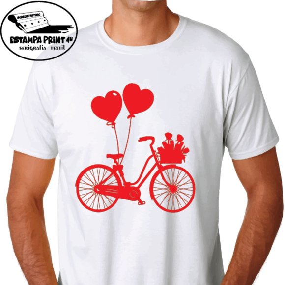 BIKE -BALLOONS  T-SHIRT UNISEX VALENTINE'S DAY - Picture 1 of 1